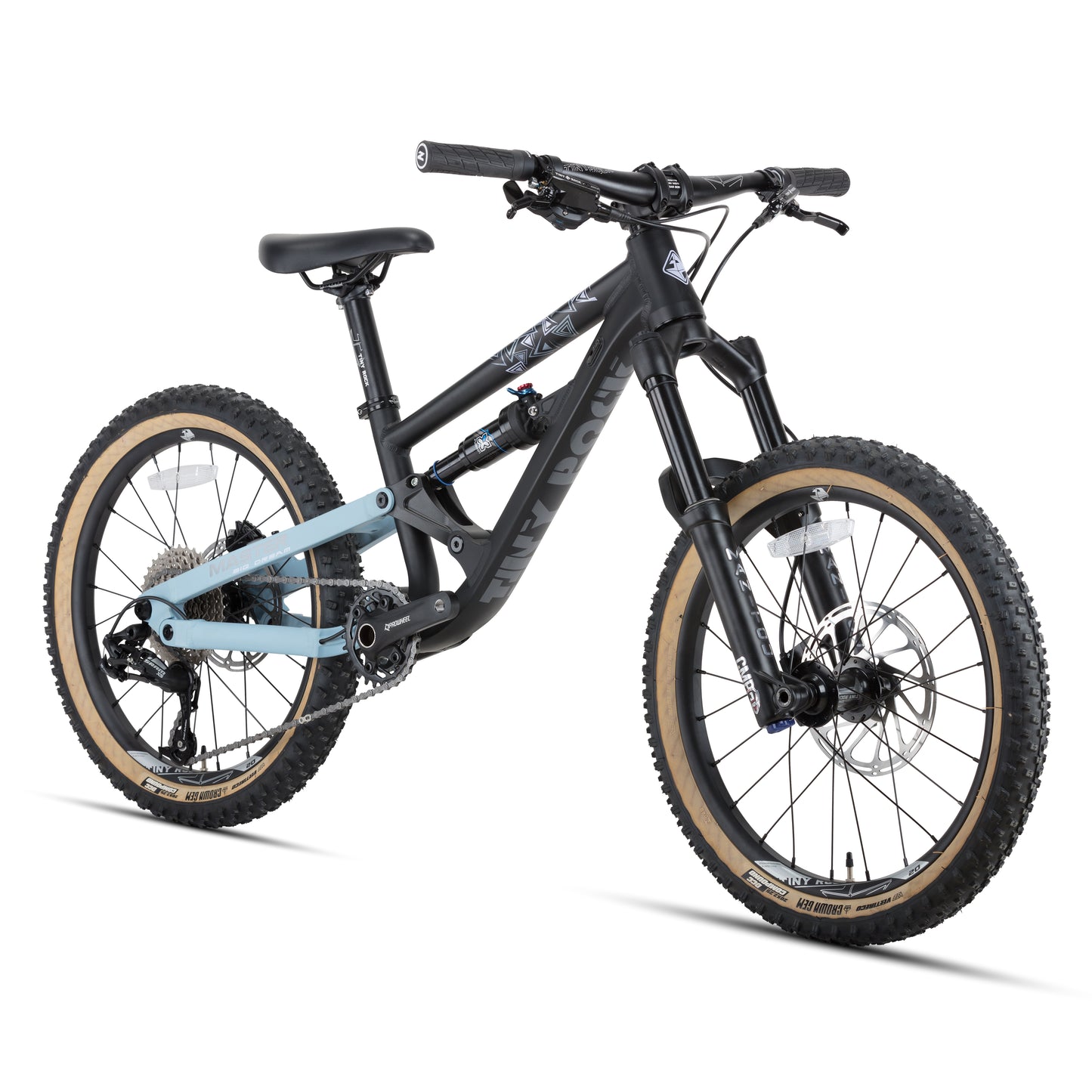 20 inch Master Enduro bike with aluminum frame, designed for challenging mountain trails and featuring disc brakes.