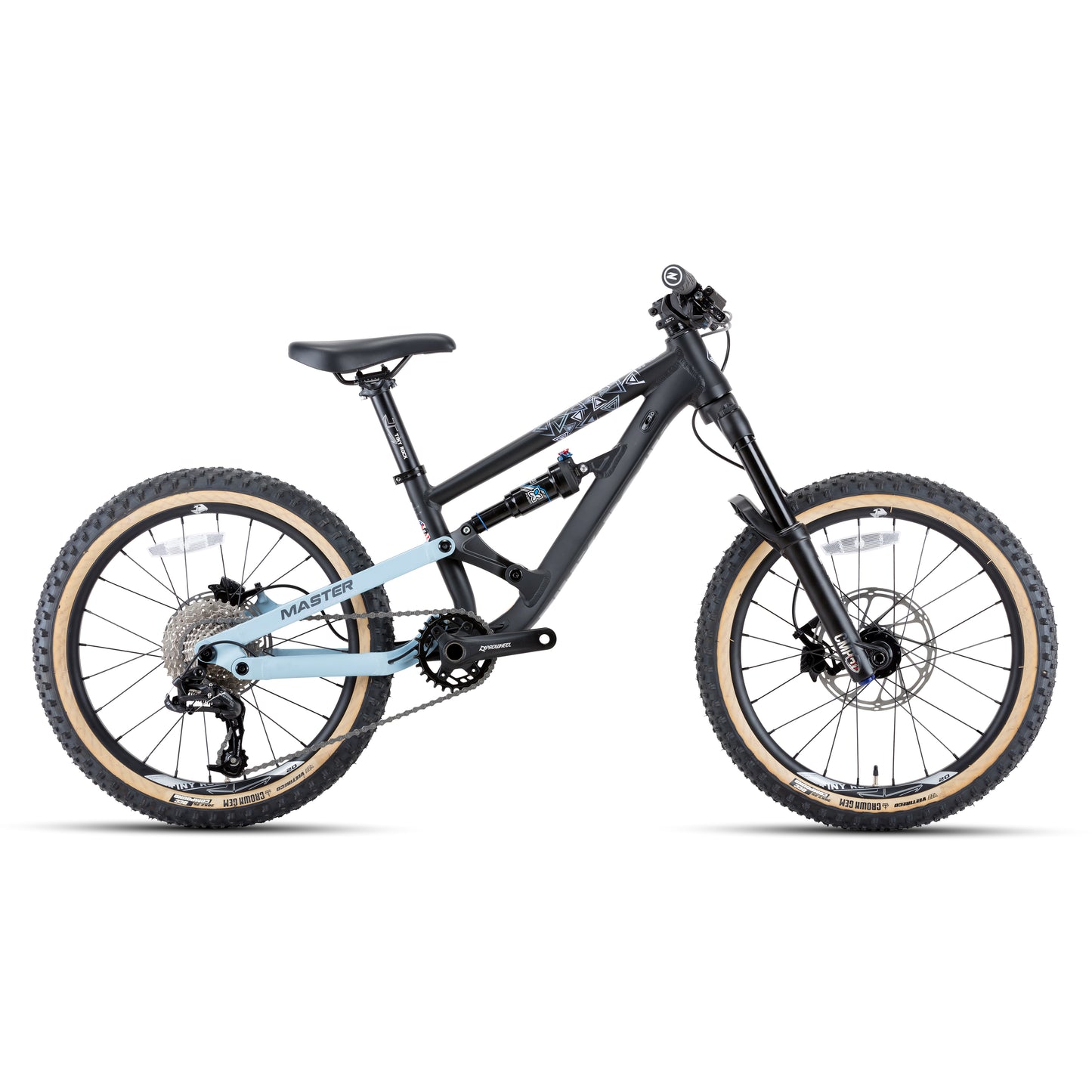 20" Master Enduro Bike with Aluminum Frame, designed for tough mountain trails.