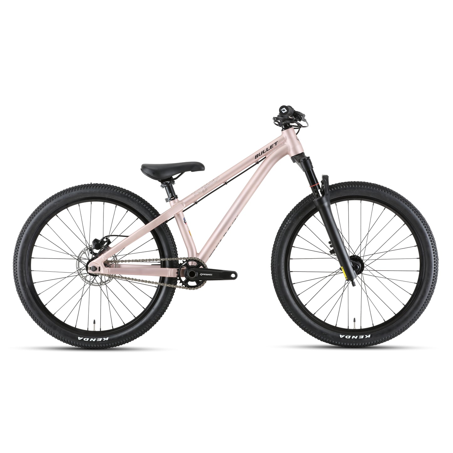 Hochwertiges Bullet 24'' Dirt Jump Bike in Rosa, ideal für Kinder von 7-12 Jahren, perfekt für Slopestyle und Pumptrack.